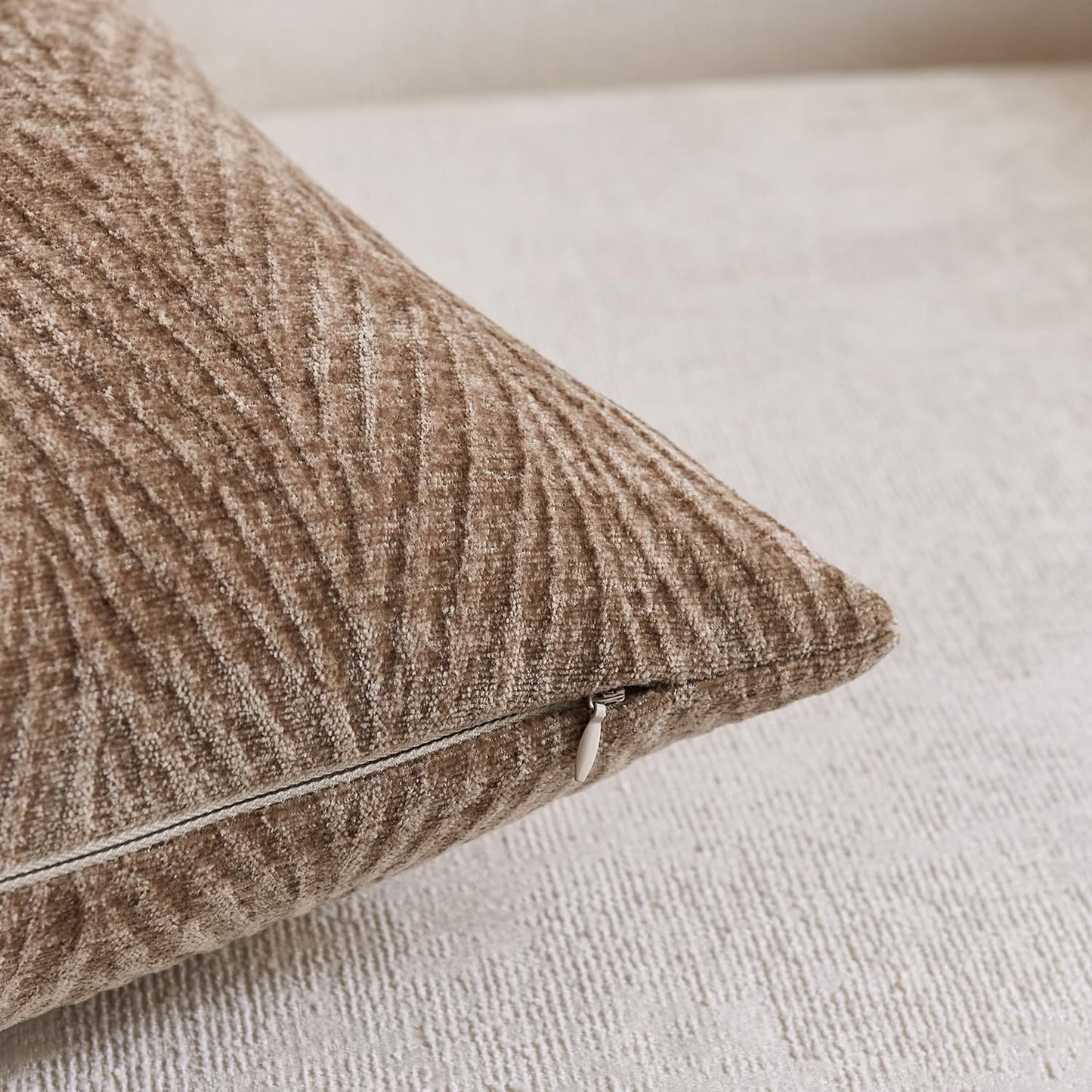 HALANS Spring Pillow Covers 12x20 Inch Set of 2, Soft Decorative Throw Pillow Covers with Leaves Texture, Hidden Zipper for Home Sofa Bed Couch (Tan, 12" x 20" (Pack of 2))