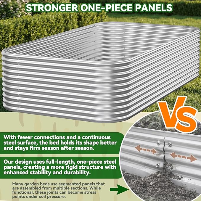 3 Pack Tall 4x2FT Corrugated Galvanized Steel Raised Garden Bed Outdoor, Metal Above Ground Garden Bed for Vegetables and Flowers, Raised Beds for Gardening-4x2x1.5FT