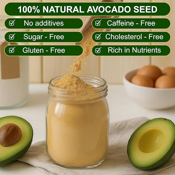 BOTAMONY Organic Avocado Seed Powder 7 oz, Pure Dehydrated Avocado Seeds, Caffeine-Free Superfood for Smoothies, Teas, Cooking & Baking, Non-GMO, Vegan, No Additives