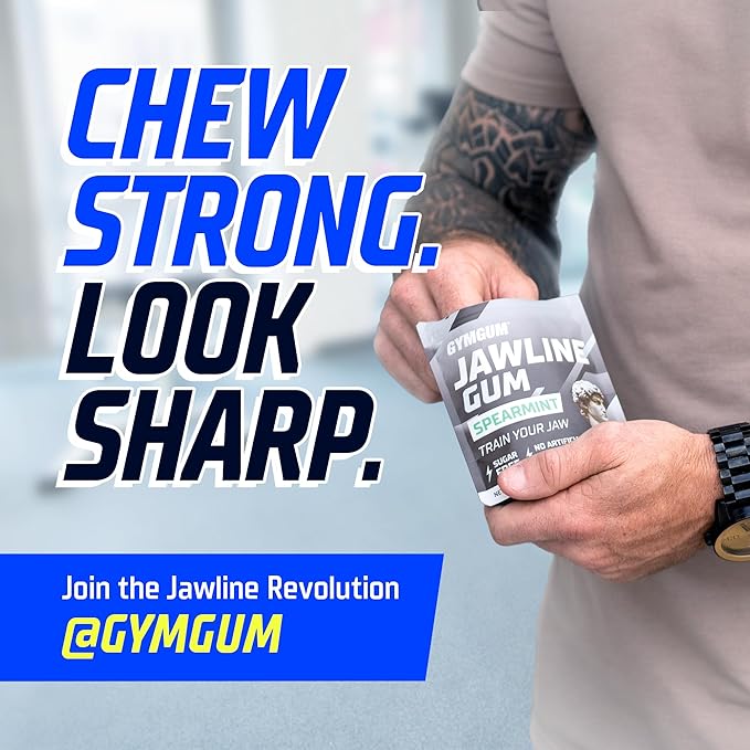 GYMGUM Jawline Gum Ultra Hard Chewing Gum | No Calories, No Sugar, No Artificial Sweeteners | Keto Friendly Mewing Gum for Jawline Training & Exerciser