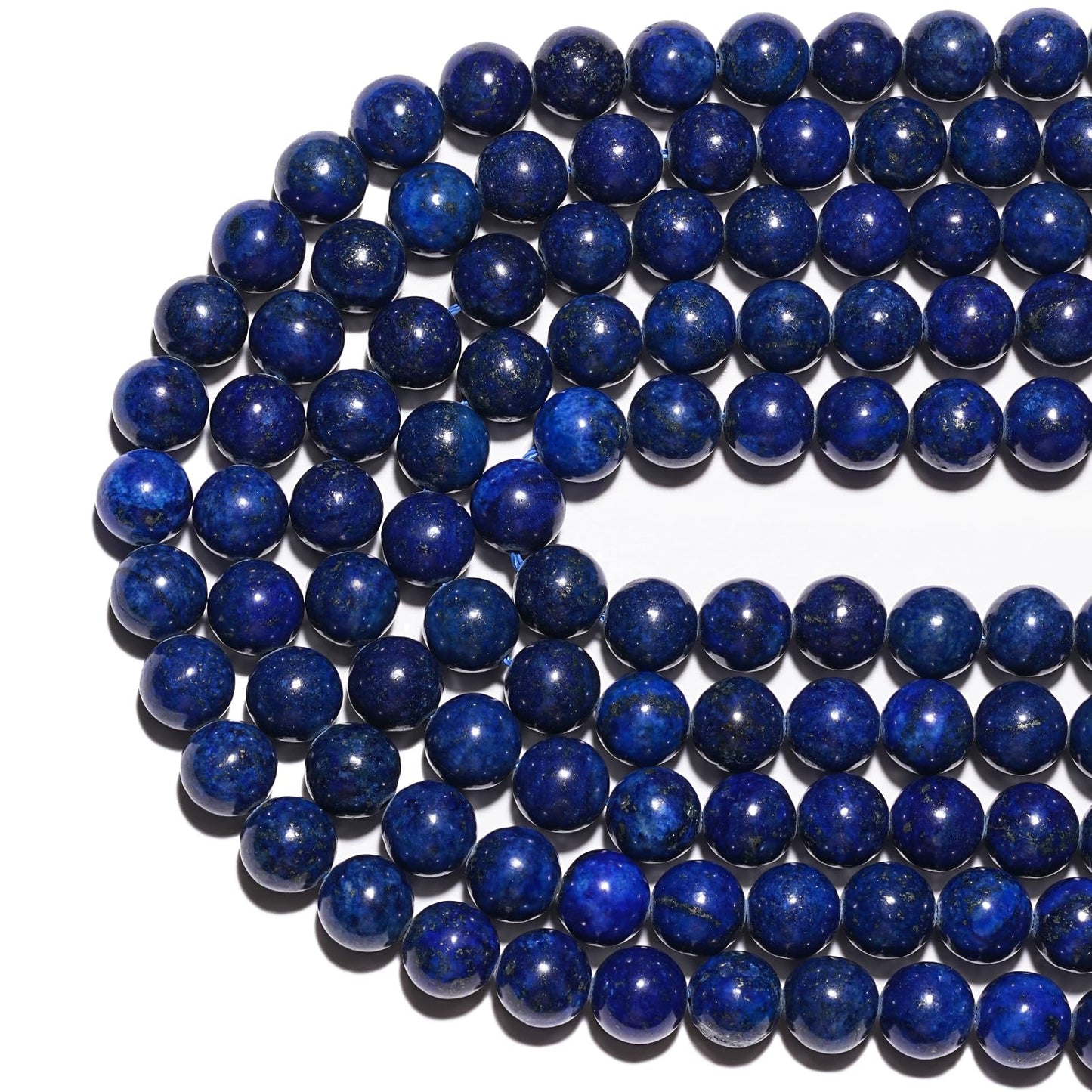 10mm Natural Lapis Lazuli Gemstone Beads Polished Round Smooth Stone Beads for Bracelets Jewelry Making 15inch Loose Beads