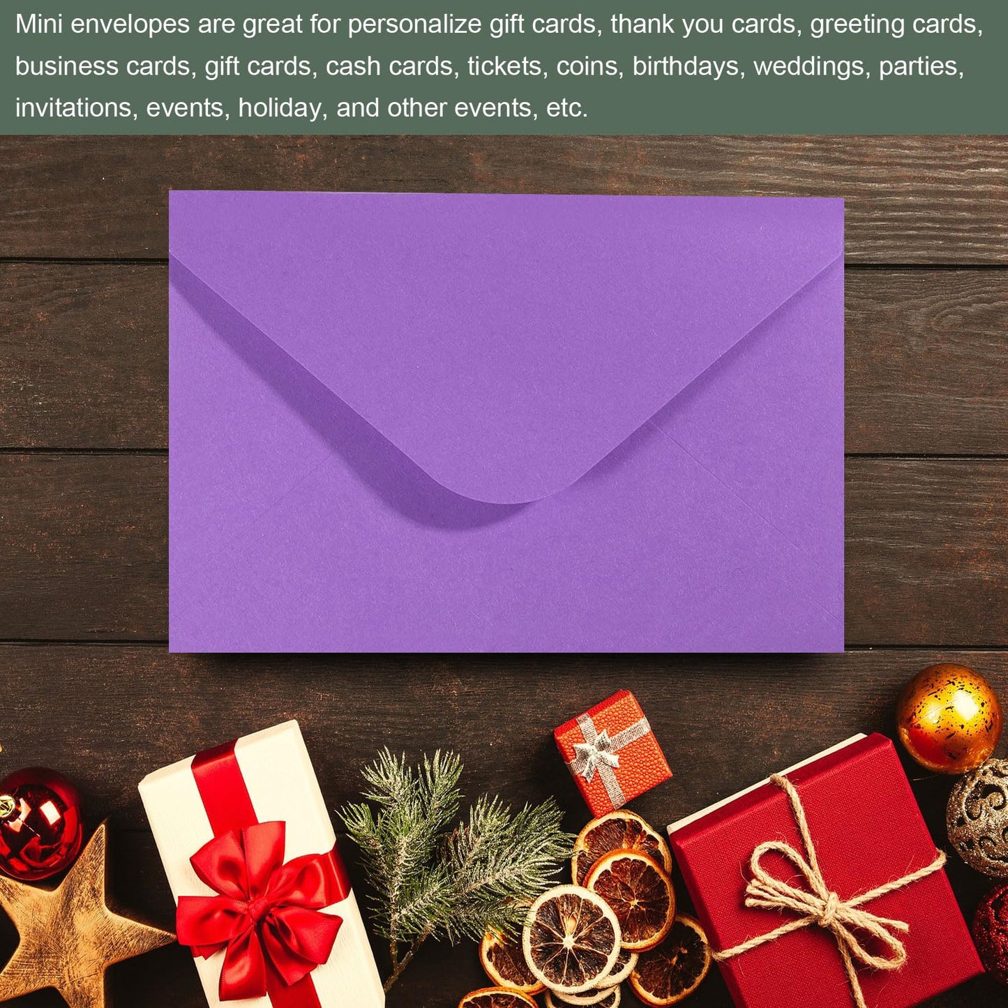 YOKIVE 50pcs Gift Card Envelopes, 6 x 4 Inch Mini Envelopes Small Envelopes Credit Card Size Bulk for Thank You Cards Graduation Greeting Birthday, Purple