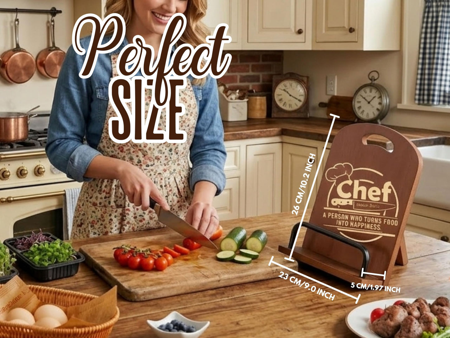 InnoBeta Chef Gifts for Cooking Lovers, Cookbook Stand for Kitchen Counter, Perfect Gifts for Chefs on Birthday, Adjustable Tablet Recipe Book Holder, Unique Kitchen & Culinary Decor