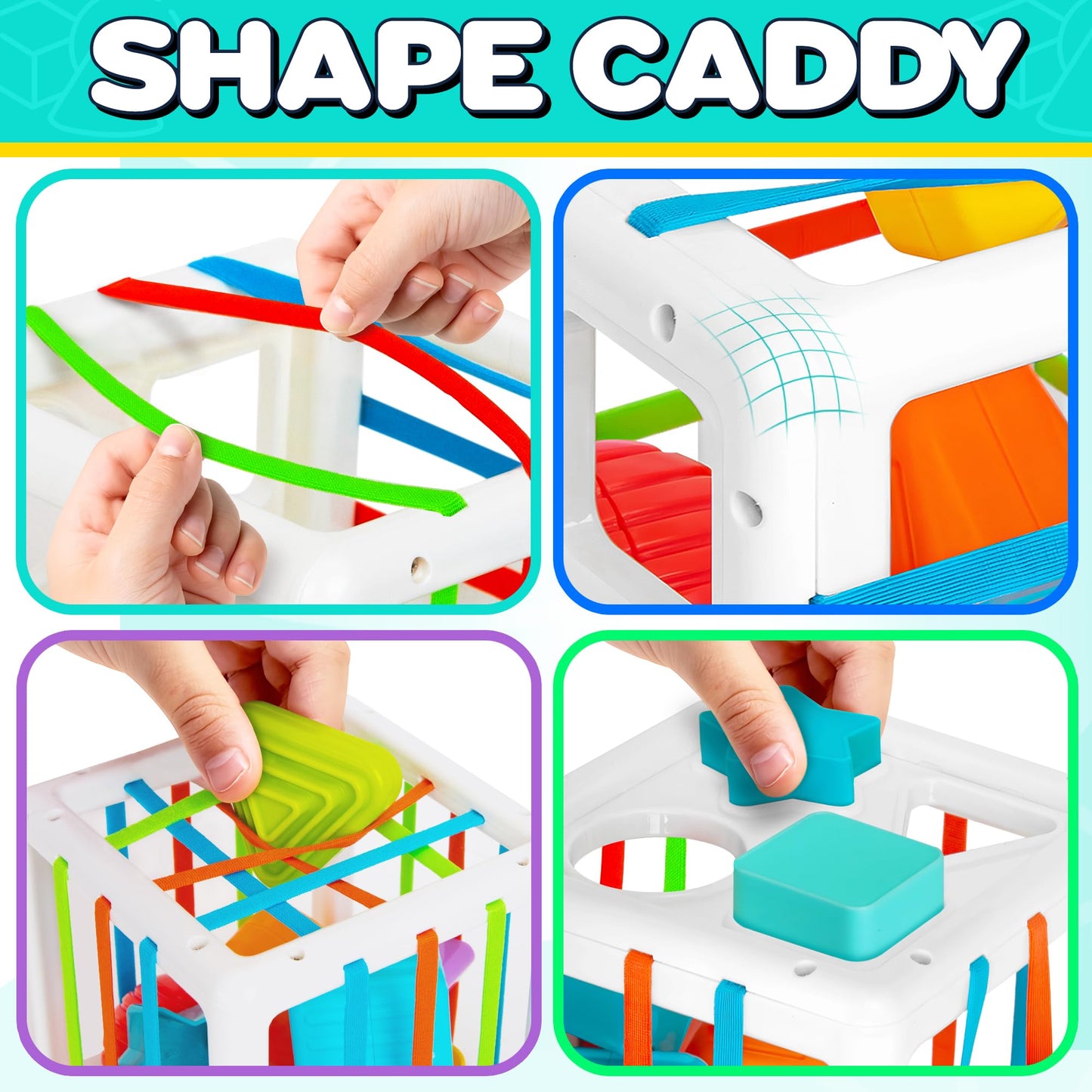 Playkidiz Shape Sorter Baby Toys, Sorting & Stacking Blocks Toy for Toddlers, Sensory Shapes, Early Learning Development Activity Cube for Boys & Girls, 18+ Months