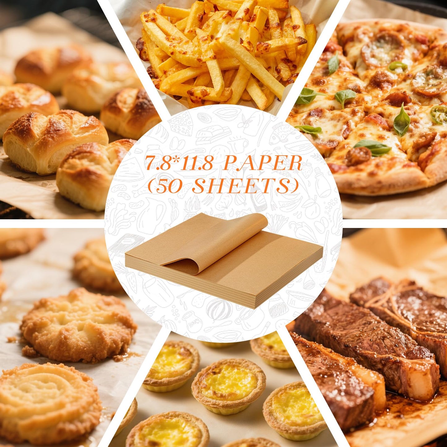 ZHIWUJIA 2-Tier Stackable Cooling Rack with Legs, 13"x 9" Nonstick Collapsible Wire Rack with 50 Pcs Parchment Paper for Baking Cookies, Cakes, Bread, Pizza