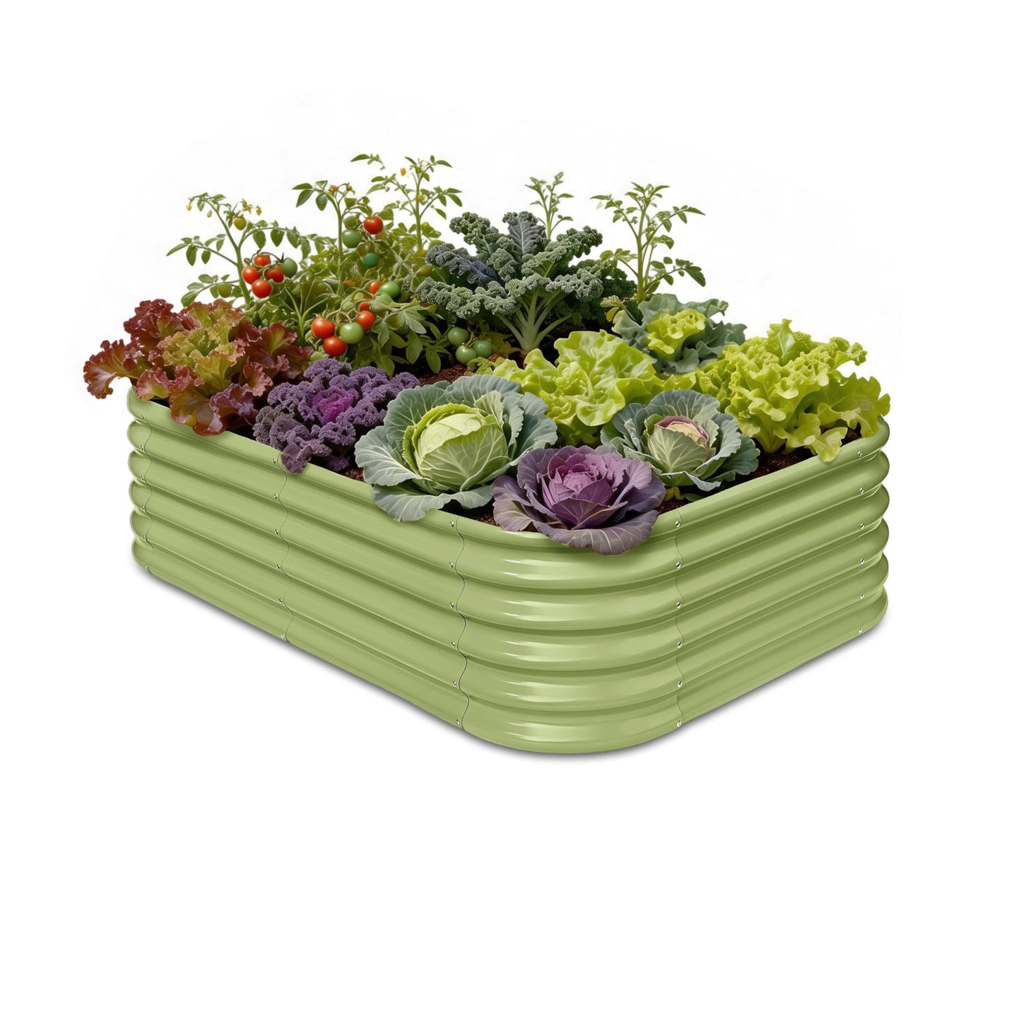 Annoell Galvanized Raised Garden Bed 6x4x1.5 ft, 18" Tall Modular Raised Flower Bed for Outdoor Plants Vegetable Herb Leafy Green, Metal Planter with Rust Resistant Coating - Moss Green