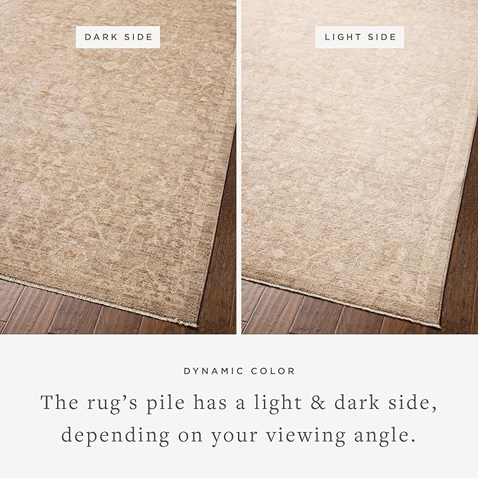 Loloi Chris Loves Julia Palma Collection PLM-01 Bark/Natural 2'-7" x 12'-0" Runner Rug Vintage Style Boho Living Room Bedroom Carpet