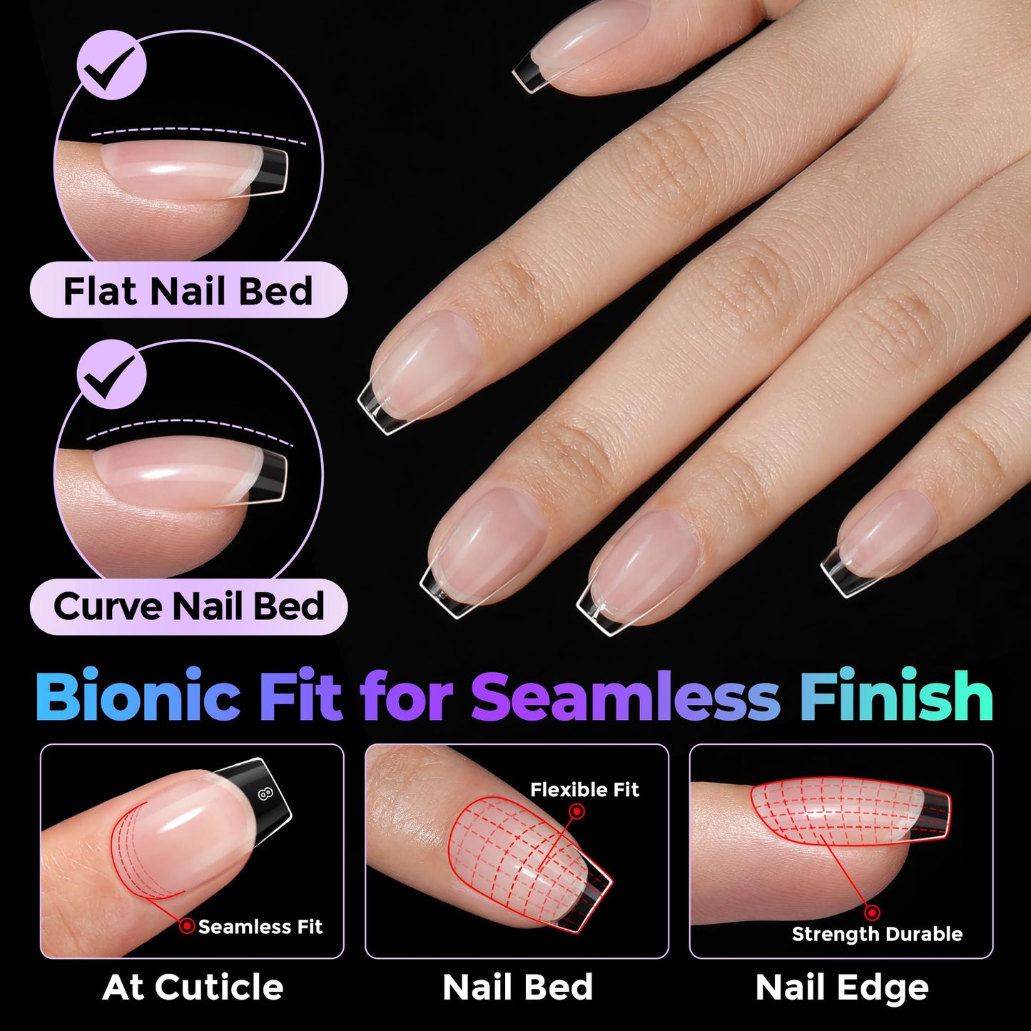UNA GELLA Short Coffin Nail Tips: 450PCS Fake Acrylic Gel Nail Tips 15 Sizes Soft Clear Pre-Etched Nails Extension Full Cover Coffin Press On Nails Home DIY Salon
