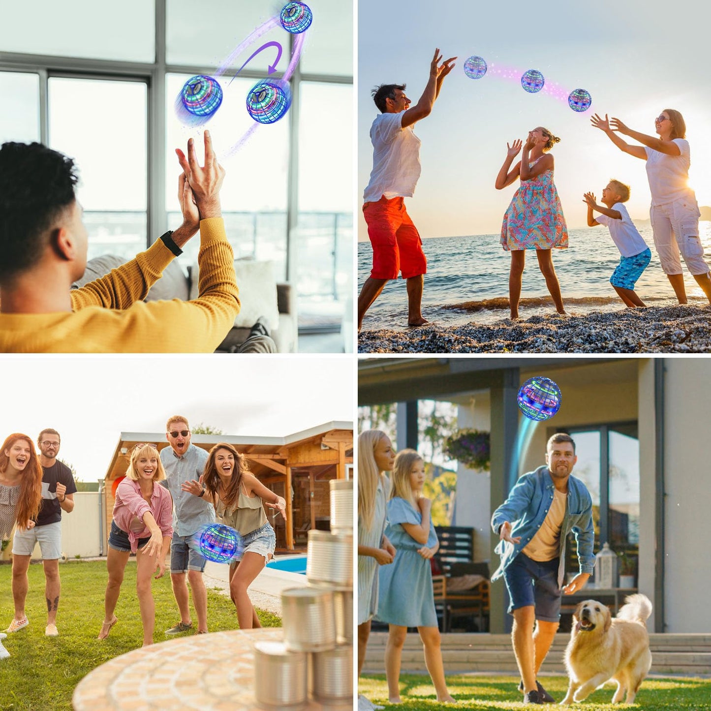 XINHOME 2 Pcs Flying Orb Ball Toys(Blue+Red) Soaring Hover Boomerang Spinner Hand Controlled Mini Drone for Kids Adults Outdoor Indoor