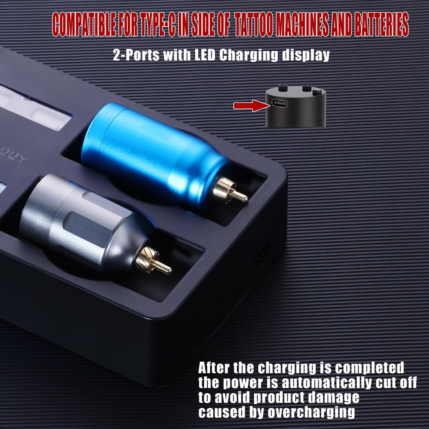 POARMEEY Multifunctional Charging Station with LED Display, 2-Port USB Charging Station and 4-Type-C Slot, Black