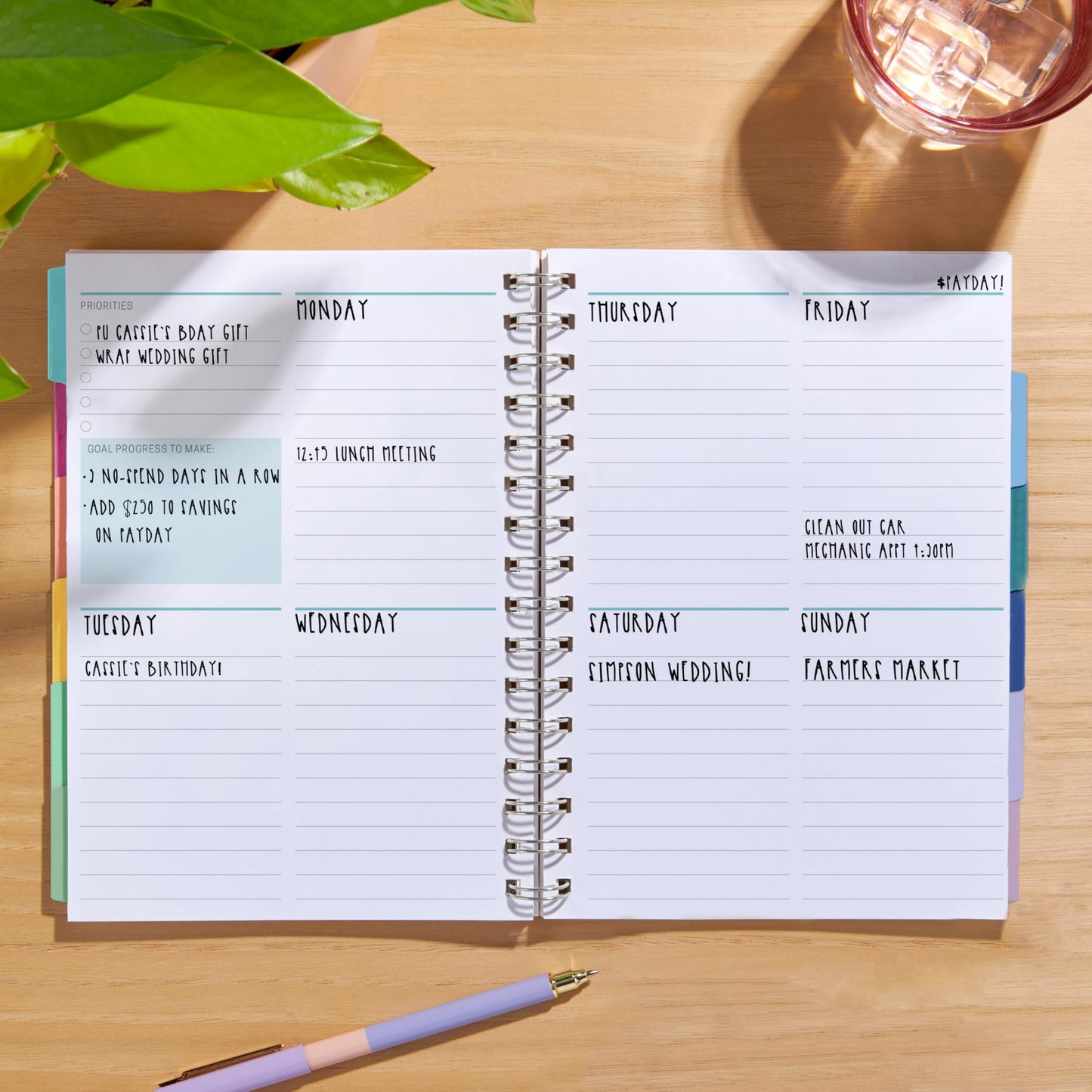 Inspired by Erin Condren A5 Undated Planner, Spiral Bound Daily & Weekly Planner with Monthly Tabs, Portable Organizer for Productivity, Goal Setting, Includes Sticker Sheets, Colorful Stripes Design