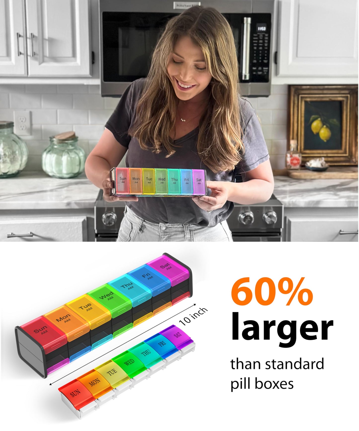 Extra Large Pill Organizer- XXL Pill Box 7 Day - Weekly Pill Organizer with AM PM Large Compartments Big Pill Case for Supplements Jumbo Pill Holder for Vitamins Huge Medicine Organizer 2 Times a Day