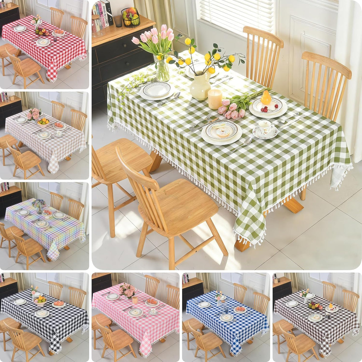 Classic Gingham Buffalo Easter Tablecloth Fabric