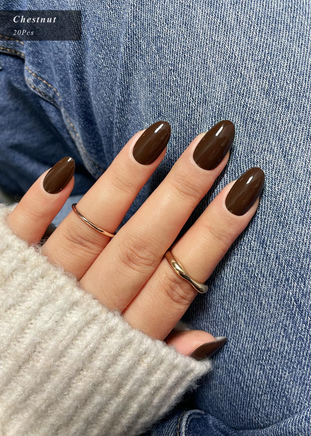 AutyaMee Semi Cured Gel Nail Strips (Chestnut), Dark Brown, 20 Pcs Gel Nail Wraps, Stickers, UV Light Required, Salon Quality, Long Lasting