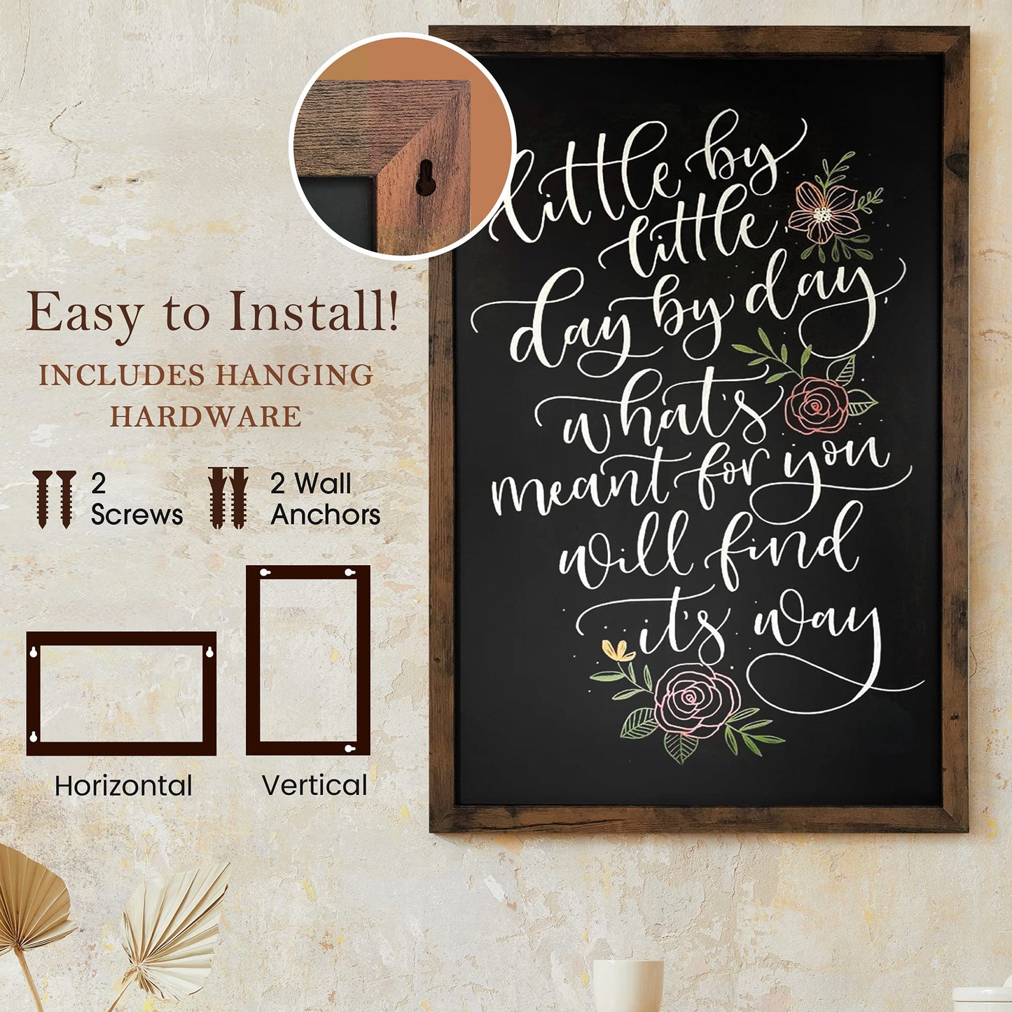 Loddie Doddie Magnetic Chalkboard & Magnet Board - 24 x 36 in, Rustic Wood Frame - Stain-Resistant Surface for Chalk Calendar - Photo & Note Organization with Magnet Display - Rustic Wall Decor