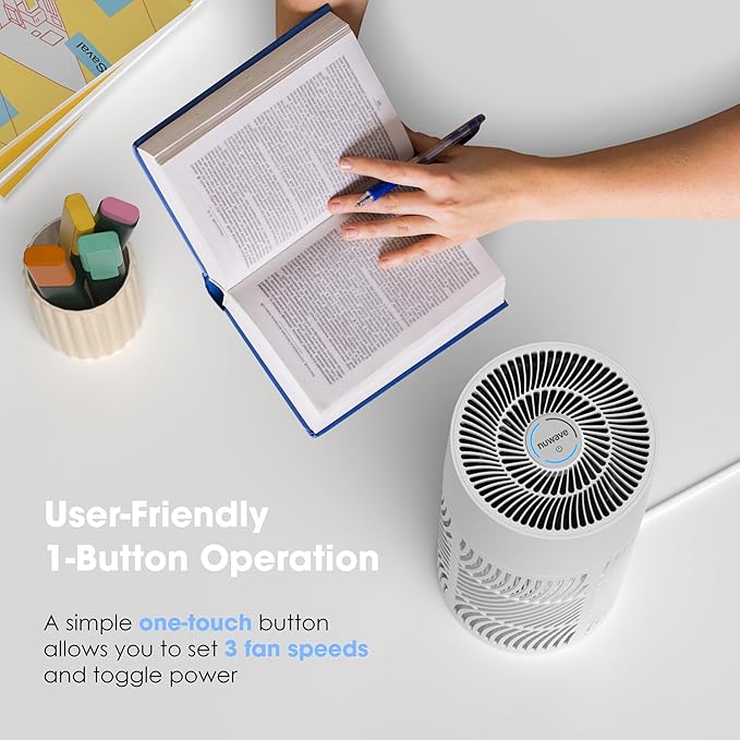 Nuwave Air Purifiers for Home Large Room Up to 857ft², XXL Size H13 True HEPA Filter, 17dB Air Cleaner for Bedroom, 3 Fan Speeds, 360° Air Intake, Remove to 0.3 Micron Dust Smoke Pollutants Odor
