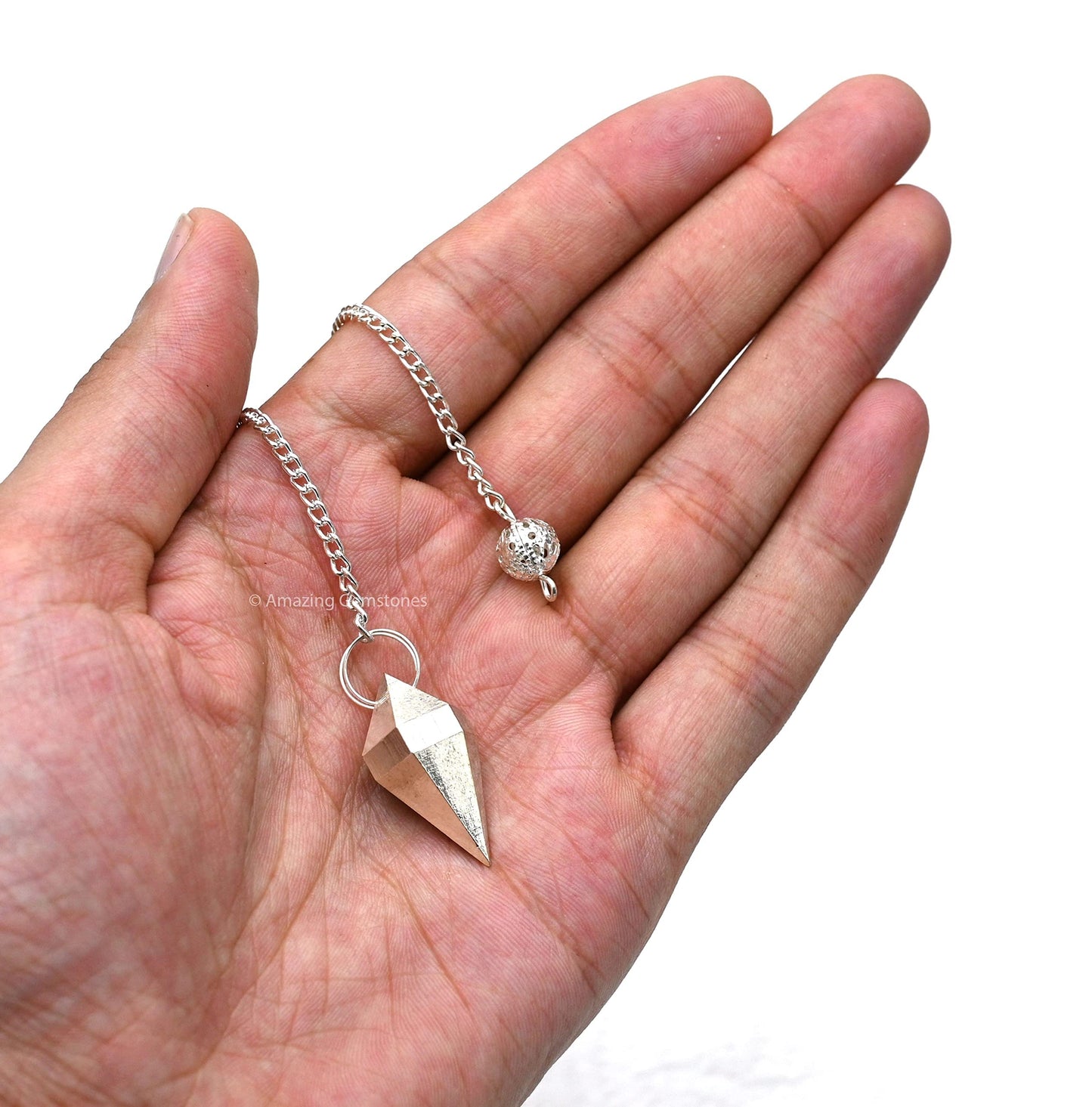 Amazing Gemstone Healing Metal Pendulums for Divination, Silver Double Point Cone Steel Copper Pendulum High Energy Pendulo de Bronce Pendulos de Mesa MP44