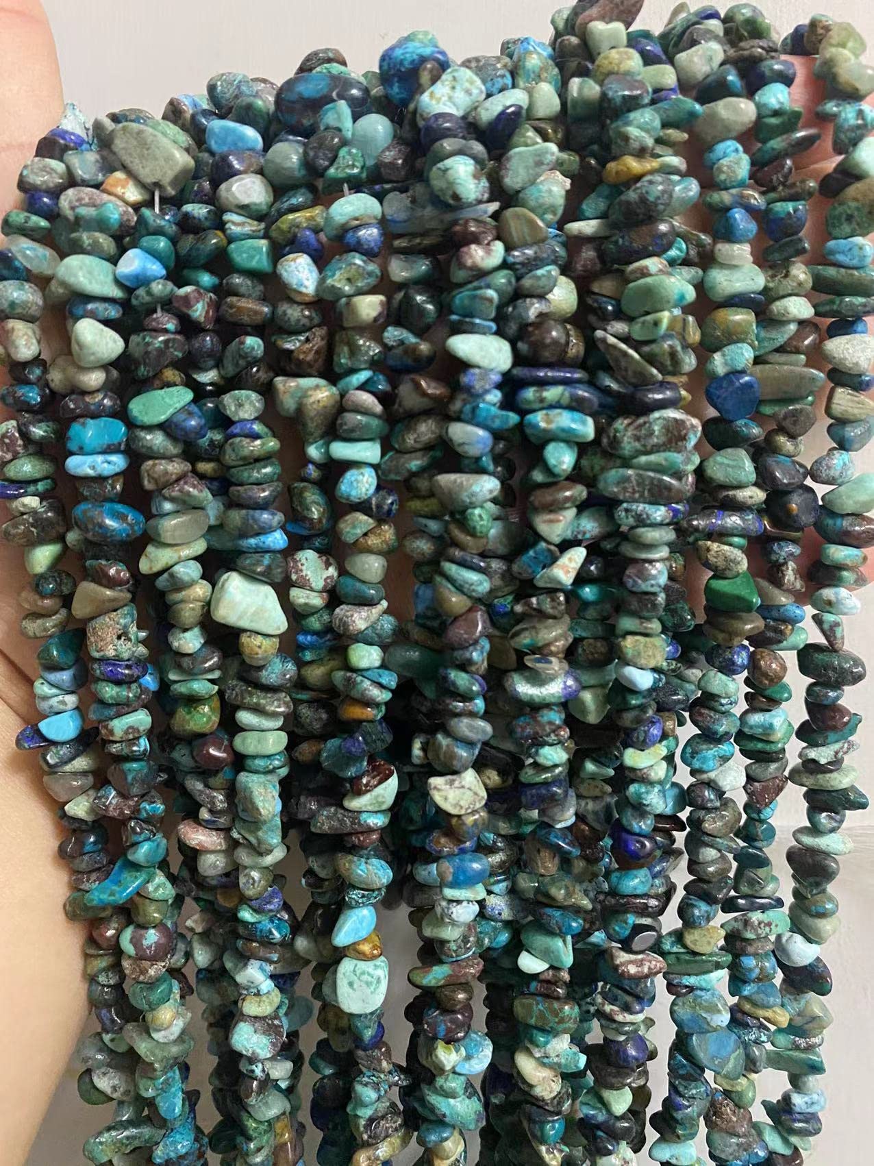 PLTbeads 7-8mm Natural Azurite Fynchenite Gemstone Chips Beads Healing Crystals Waist Bracelets Necklace Kit Irregular Stone DIY Crafts Design Jewelry Making