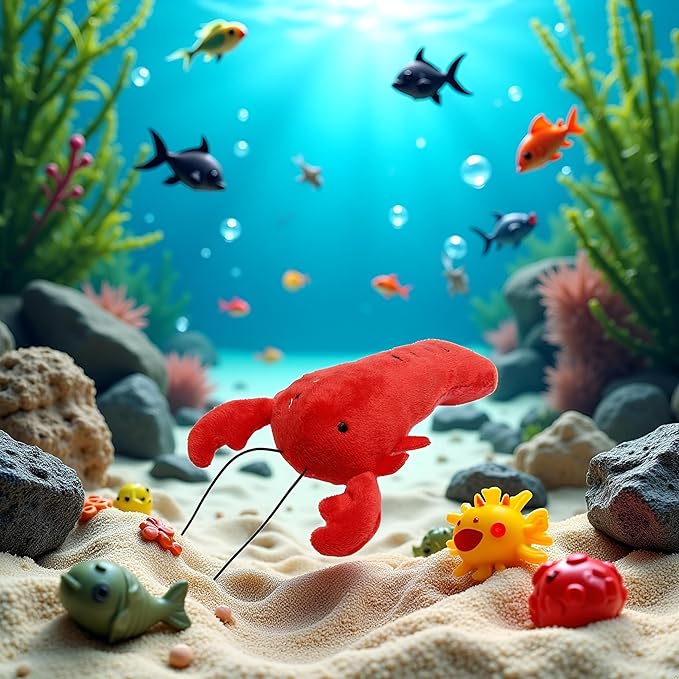 Htppzjr Dog Lobster Chew Toy Multi-Shape Comfortable to Touch Plush Cats Chew Stuffed Toy for Pet No Stuffing Crinkle Plush Dog Toys for Puppy Teething Dogs Training and Reduce Boredom