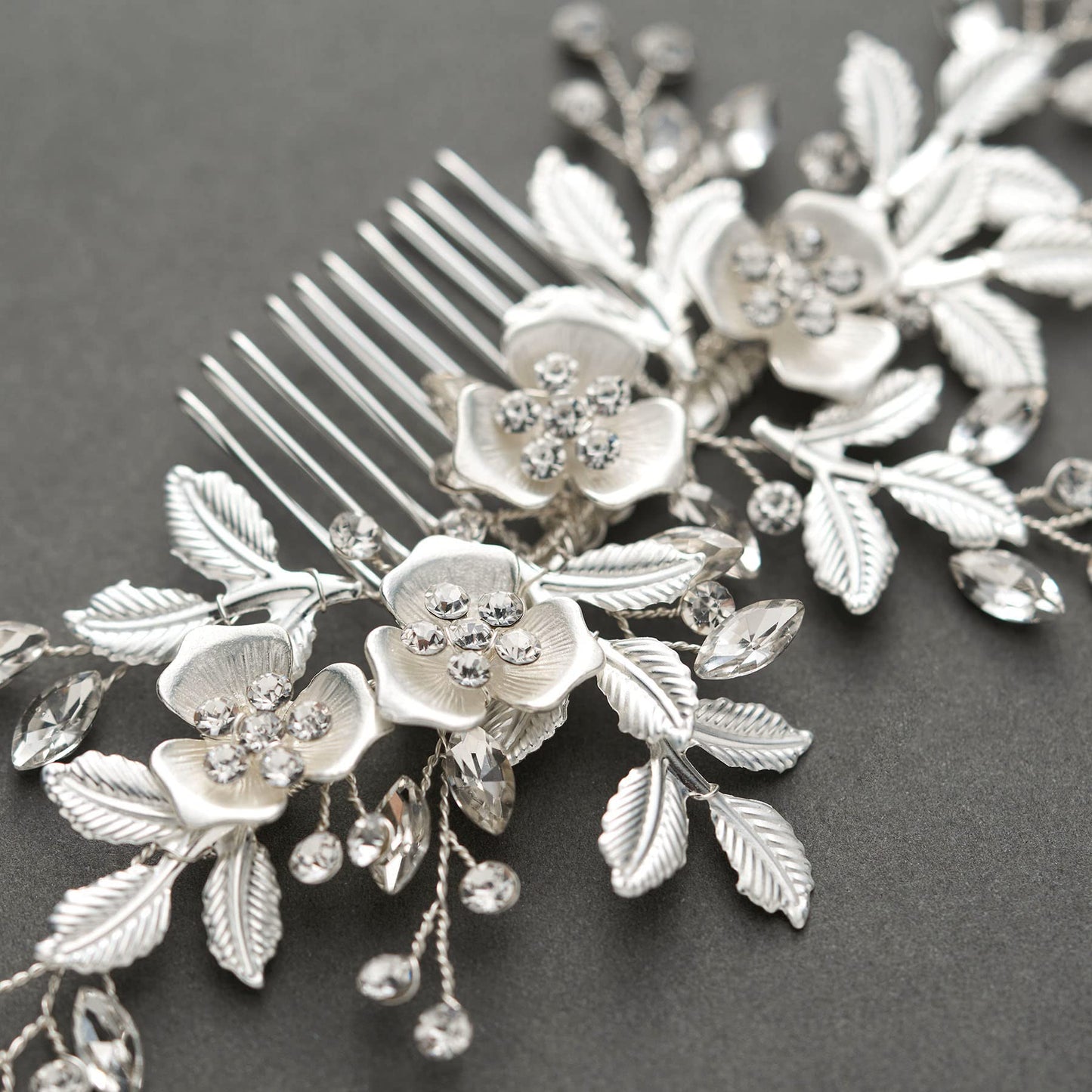 SWEETV Comb, Handmade Wedding Hair Accessory with Rhinestones, Silver, for Brides and Bridesmaids, Bridal Hair Pieces, Wedding Headpiece