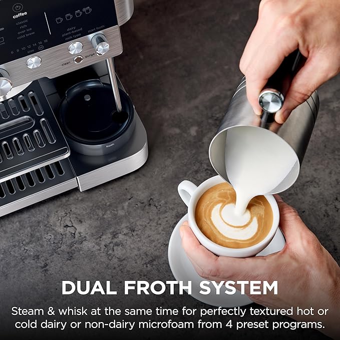Ninja Luxe Café 3-in-1 Espresso, Drip Coffee and Cold Brew Machine | Integrated Coffee Grinder, Milk Frother, Assisted Tamper & Built-In Espresso Accessory Storage | Stainless Steel | ES601