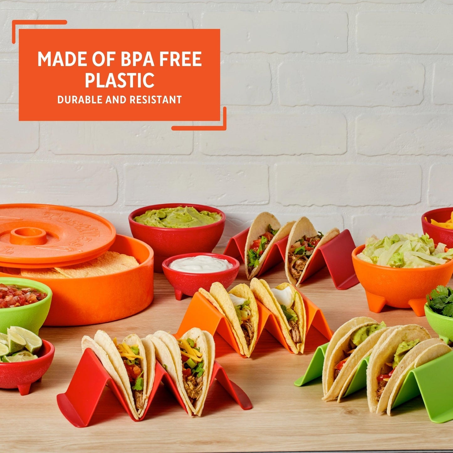 IMUSA 12pc Taco Fiesta Set, Red/Orange/Green