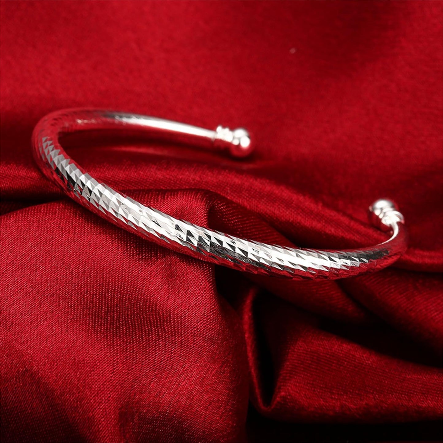 925 Sterling Silver Cuff Bangle Bracelet for Women Men Platinum Plated Bangle Bracelet Open Bangle Cuff Bracelet Twisted Adjustable Bangle Bracelet for Women Stackable Minimalist Bangle Bracelet