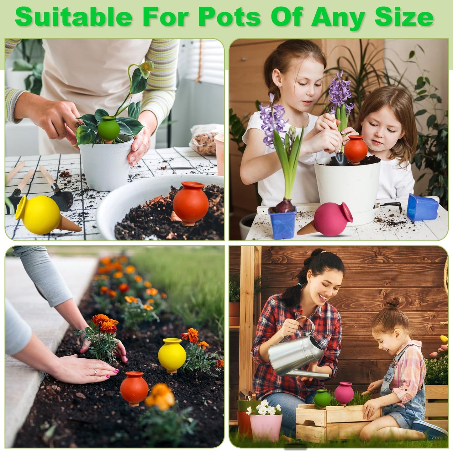 Tuzinano 4-Pack Terracotta Self-Watering Spikes | Eco-Friendly Iron-Rich Clay Olla Irrigation System | Vacation Plant Sitter for Potted Flowers, Herbs, and Succulents