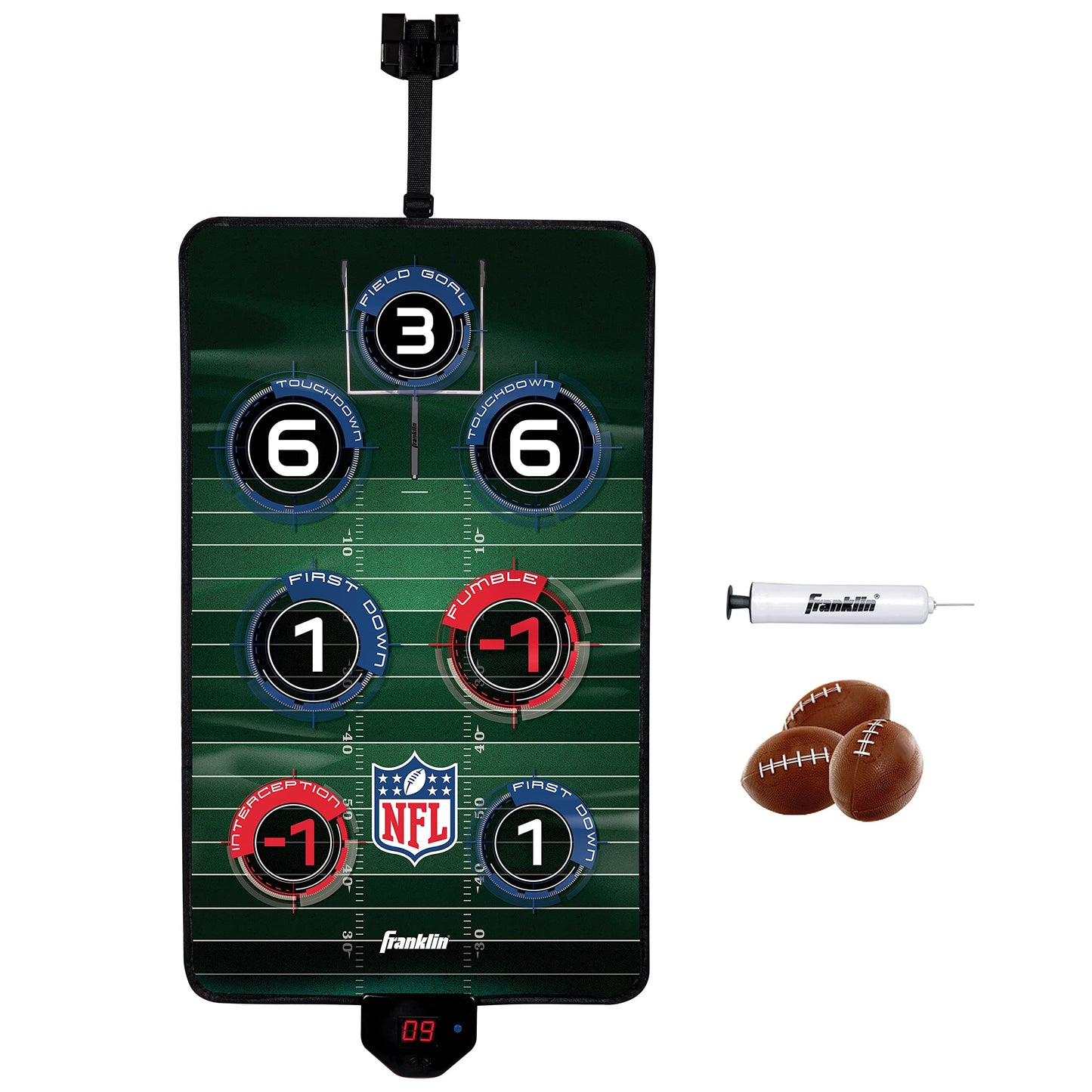 Franklin Sports NFL Electronic Football Target Toss Game - Over the Door Football Throwing Target for Kids - Score N' Sounds Mini Toy Game