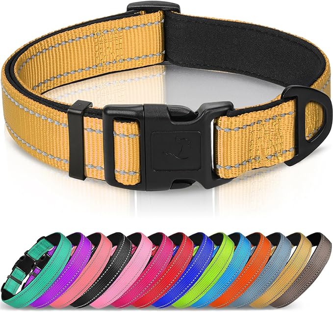 Joytale Reflective Dog Collar, Adjustable Neoprene Padded, Gray XL
