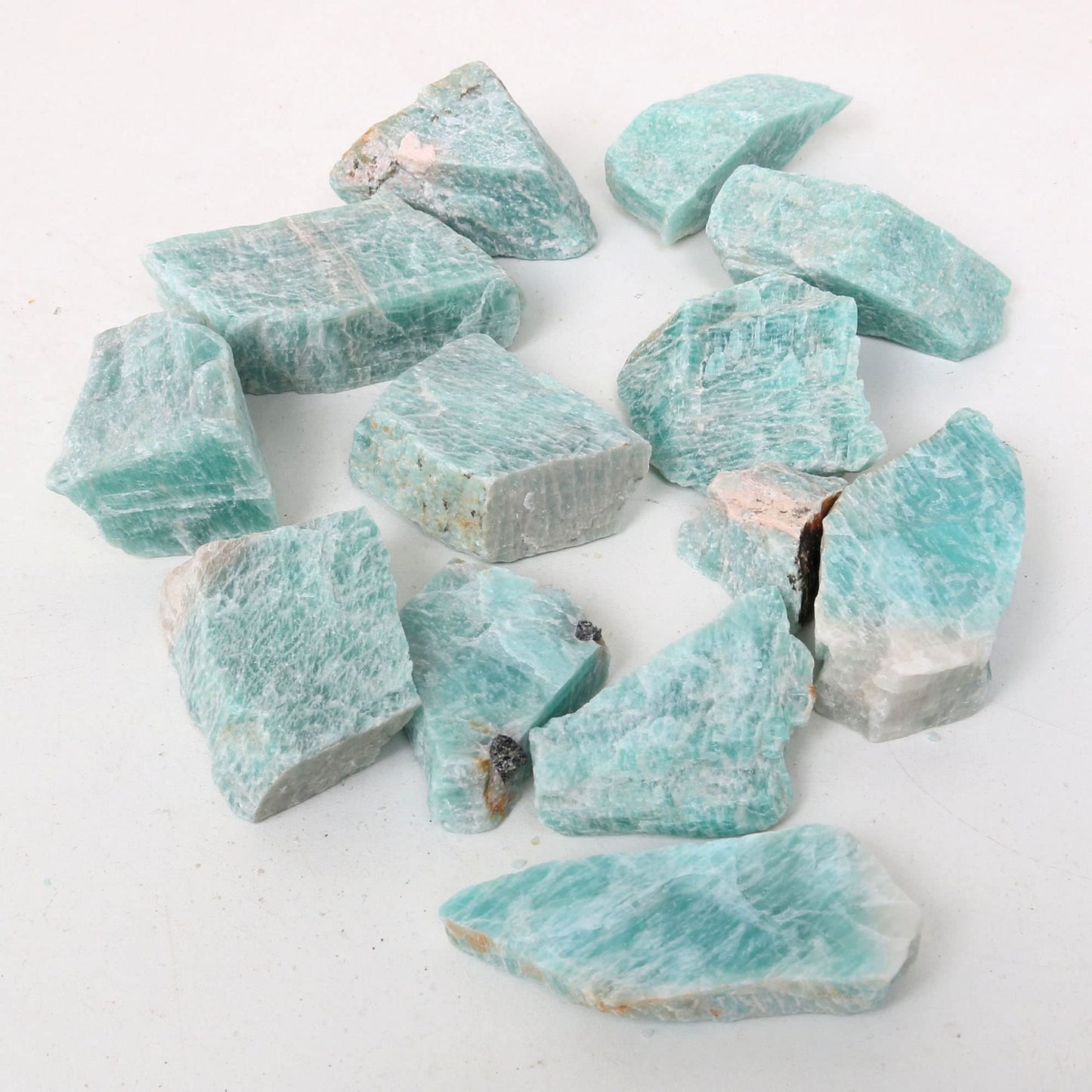 REAL-GEMS Natural Raw Healing Crystals Rough Stones for Tumbling, Cabbing, Polishing, Wire Wrapping, Wicca & Reiki Crystal Healing, Mix Gemstones,7 Chakra (Amazonite)