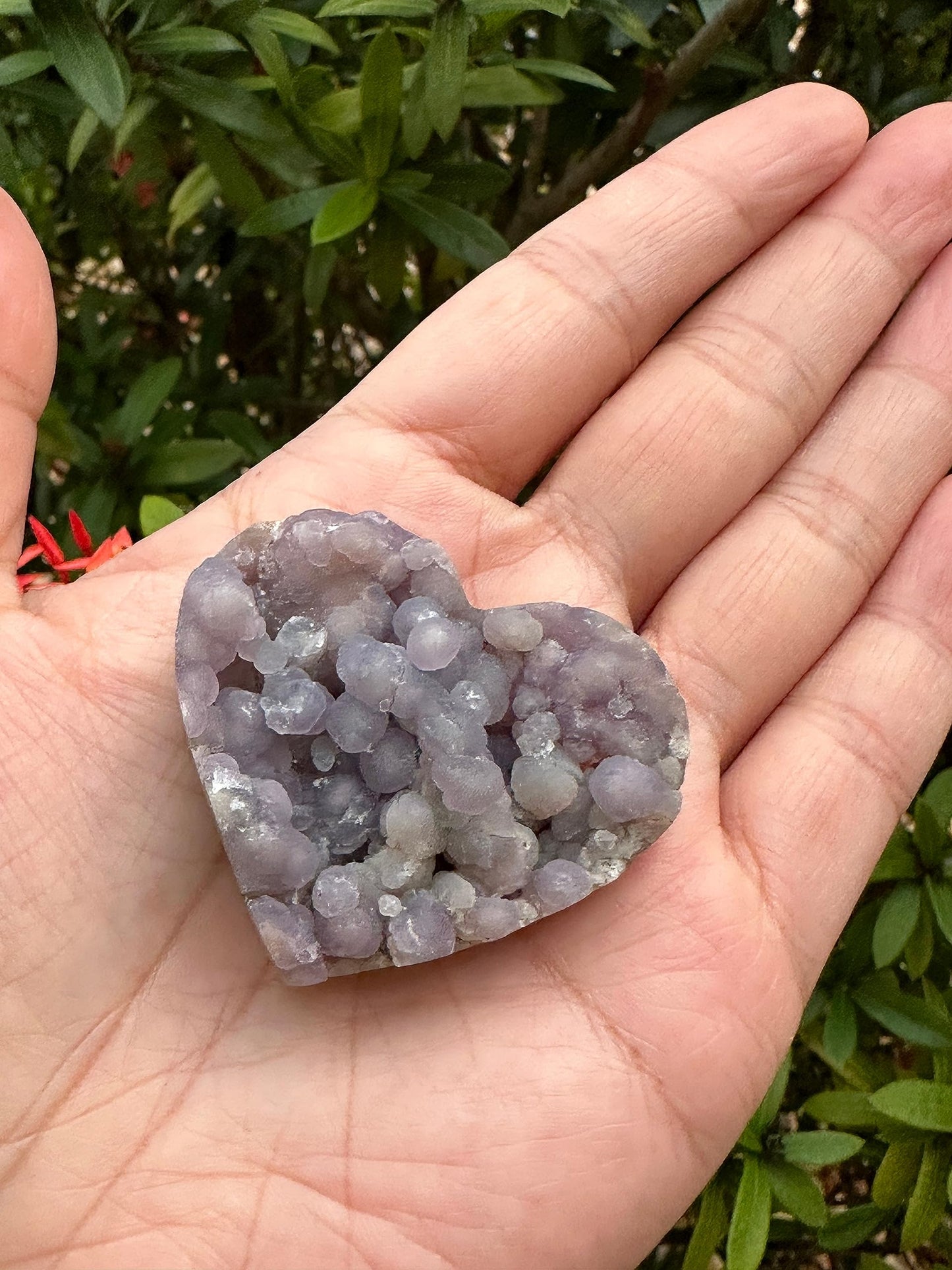 GAF TREASURES Grape Agate Gemstone Hearts, Polished Grape Agate Puffy Hearts, Grape Agate Crystal Palm Stone, Grape Agate Healing Crystal Hearts (1 Heart)