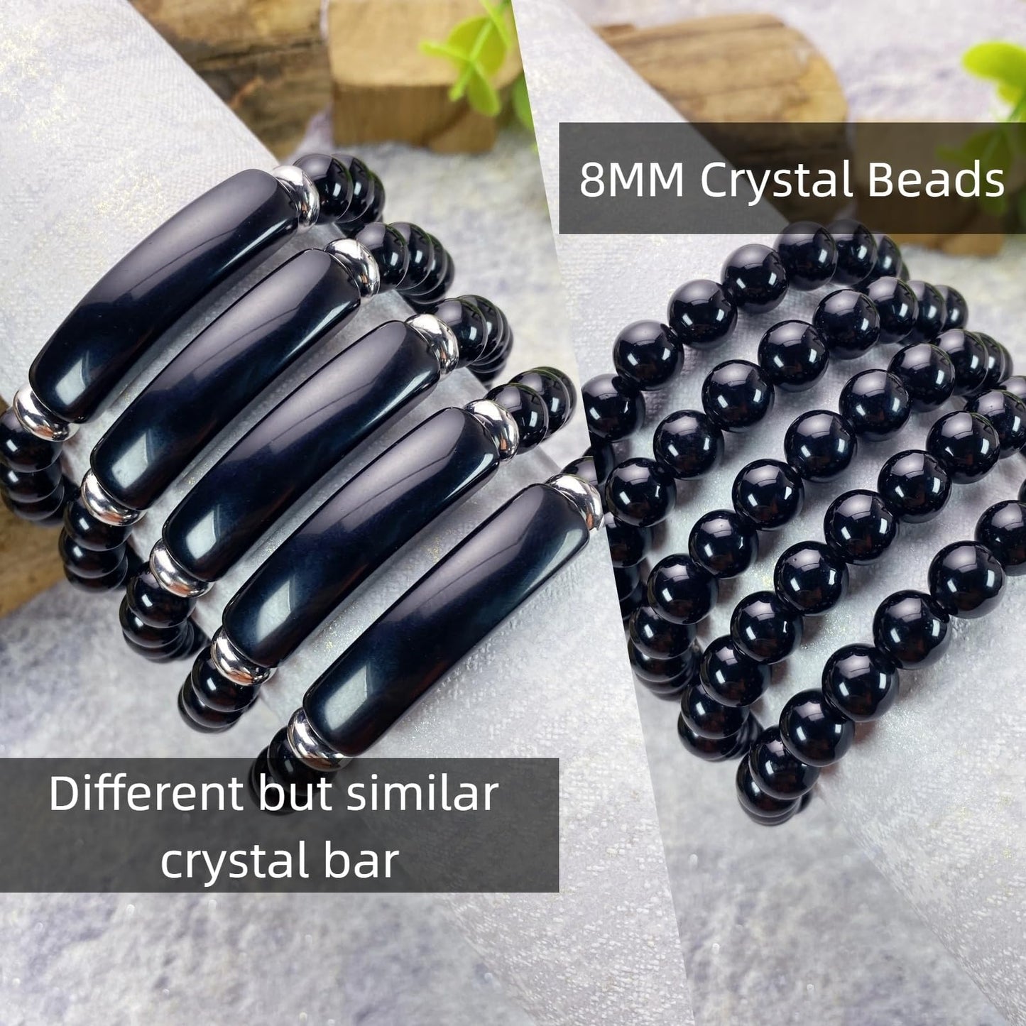 EDEN'S CALL 8mm Healing Crystal Beads Stretch Bracelet Handmade Good Luck Energy Chakra Stone Beaded Bangle, Black Obsidian