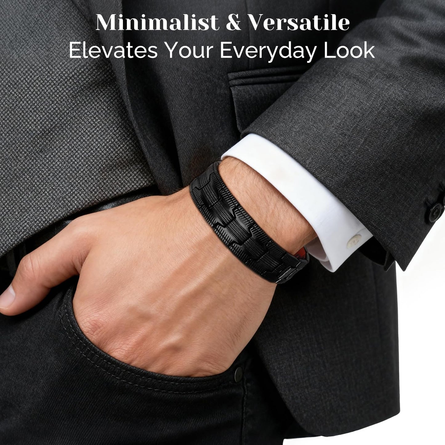 JEROOT Men's 99.99% Pure Copper Magnetic Bracelet, 3500 Gauss Magnets Adjustable with Sizing Tool