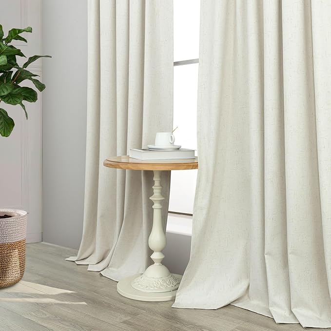 102 Inch Blackout Curtains Cream for 103 Inch Length Window Drapes Elegant Farmhouse Style Custom Made Black Out Weather Curtain for Bedroom Living Room 2 Panels Cortinas para Sala Modernas Dormitorio