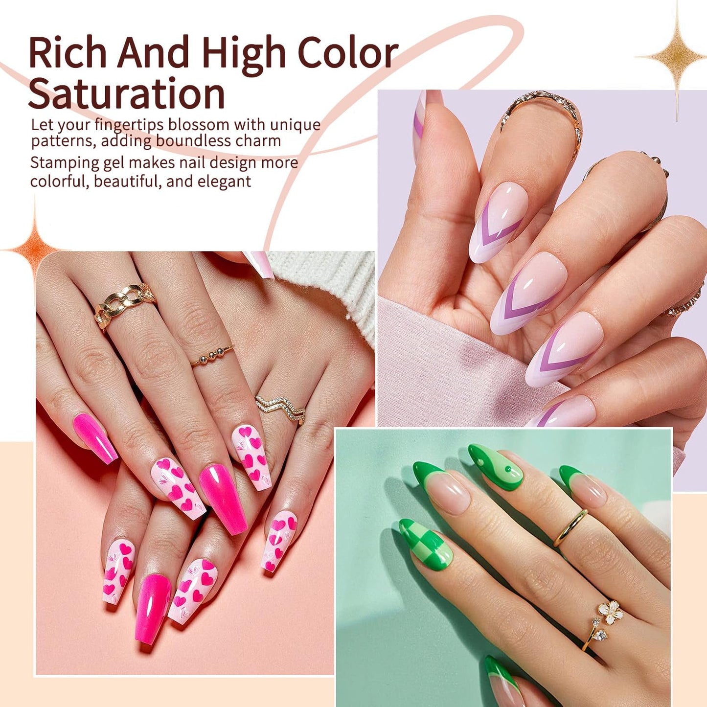 Nail Stamping Gel Polish Kit 4pcs Templates 8 Colors Nail Stamping Polish Gel Unleash Your Creativity with Our Kit Ideal for Home User and Nail Salon SET1