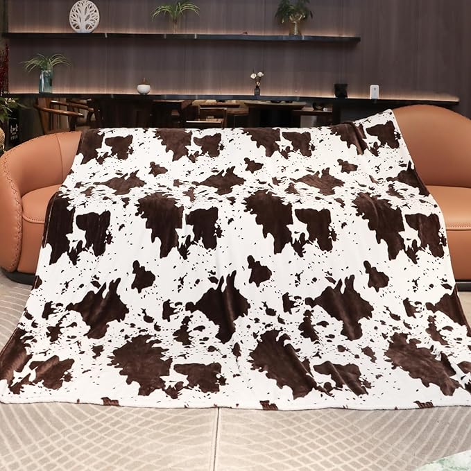 Queen Bed Blanket for Women - Lightweight Plush Extra Large Cow Print Blanket Soft Fuzzy Throw for Living Room Decor All Seasons 90"x90"