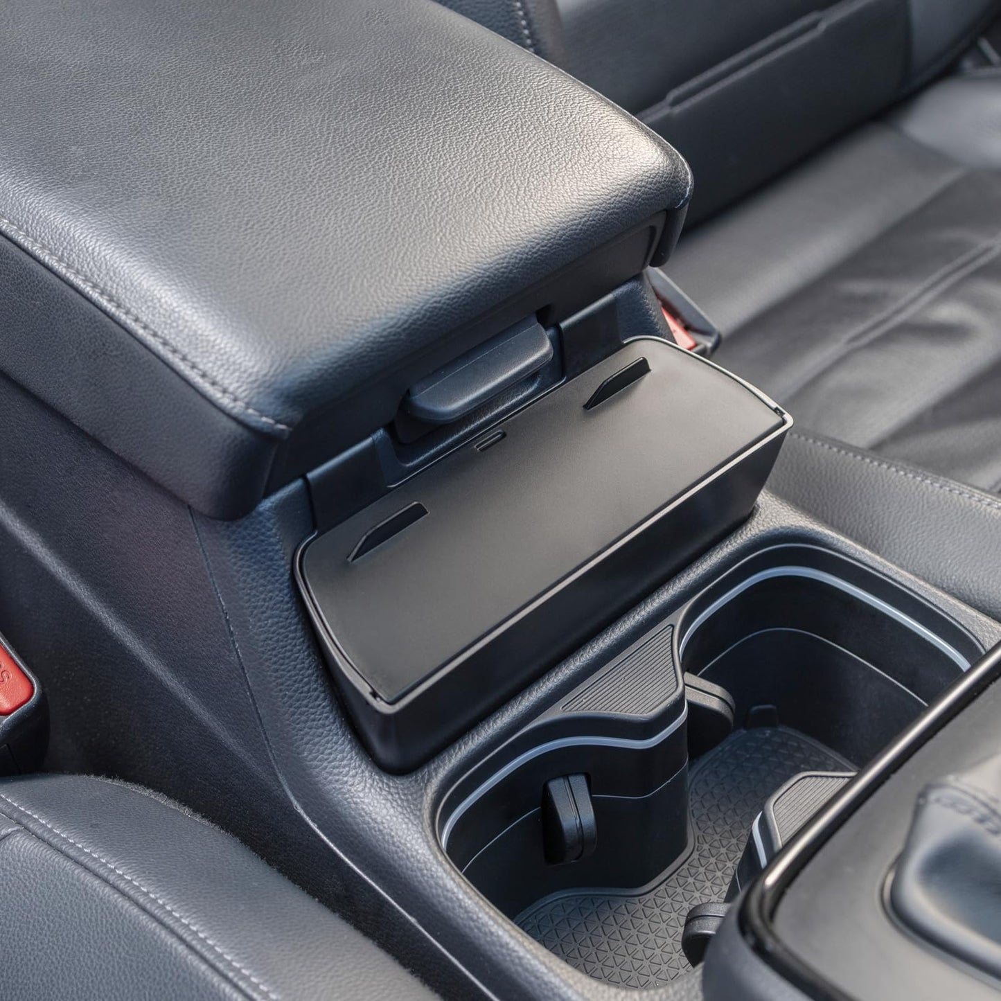 PIMCAR Center Console Hanging Box Compatible with 2023-2026 Honda CRV Hidden Compartment with Lid Premium ABS Plastic Armrest Storage Tray Accessories
