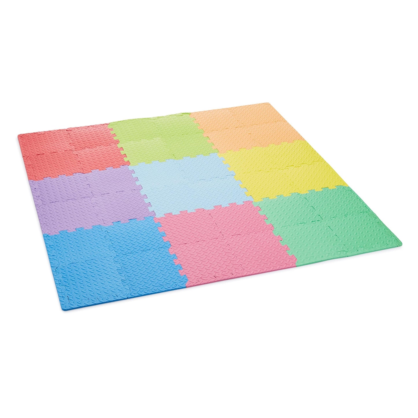 Amazon Basics Kids Interlocking Puzzle Exercise Play Mat, EVA Foam Floor Tiles, 36-Pack with 54 Borders, 12" x 12", Colorful, Soft