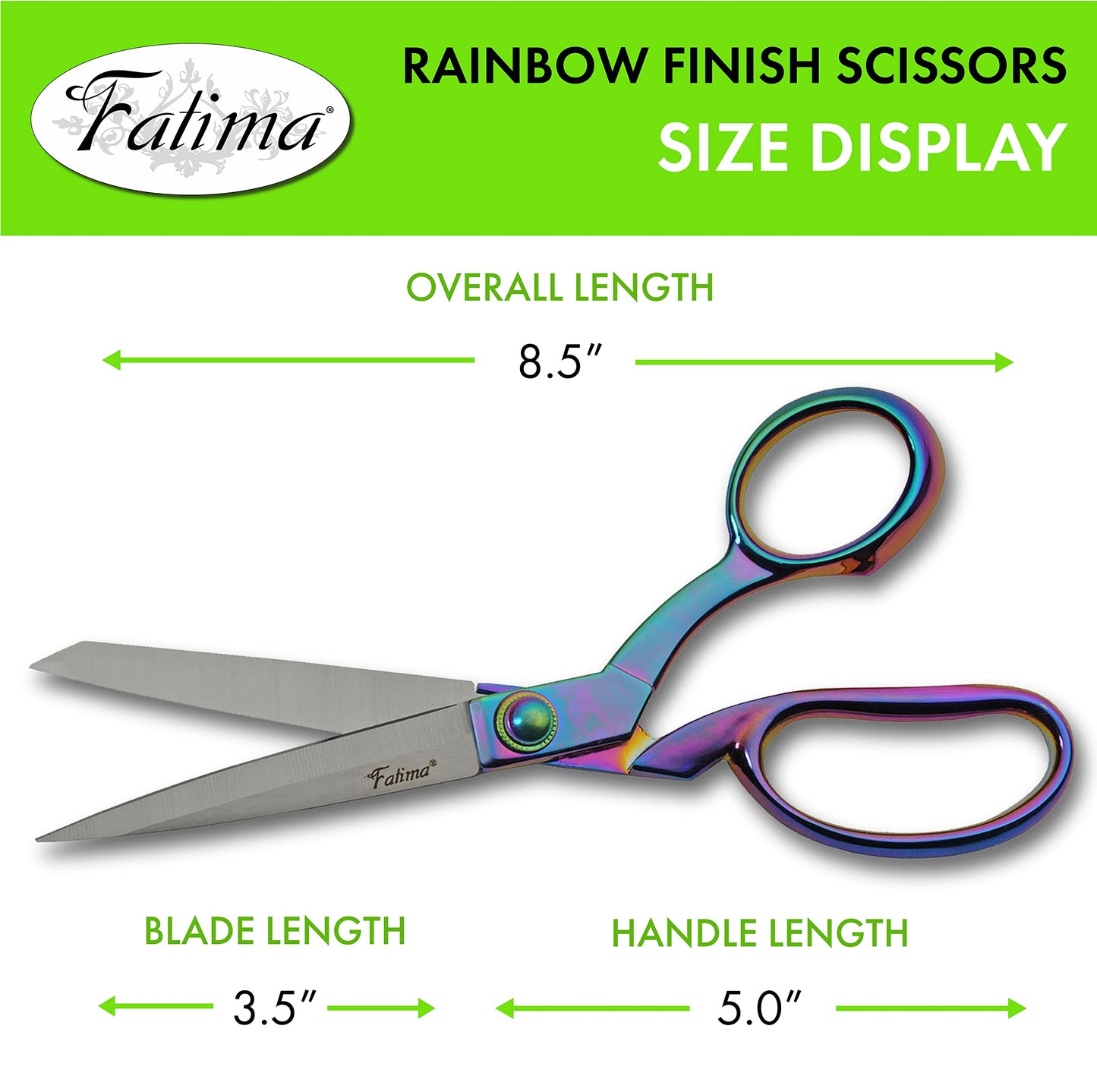 SZCO Professional Tailor Scissors 8.5 Inch - Rainbow Stainless Steel Fabric Knitting Scissors for Cutting - Sewing Scissors Perfect for DIY Craft, Thread Cutting, Needlework & Sewing
