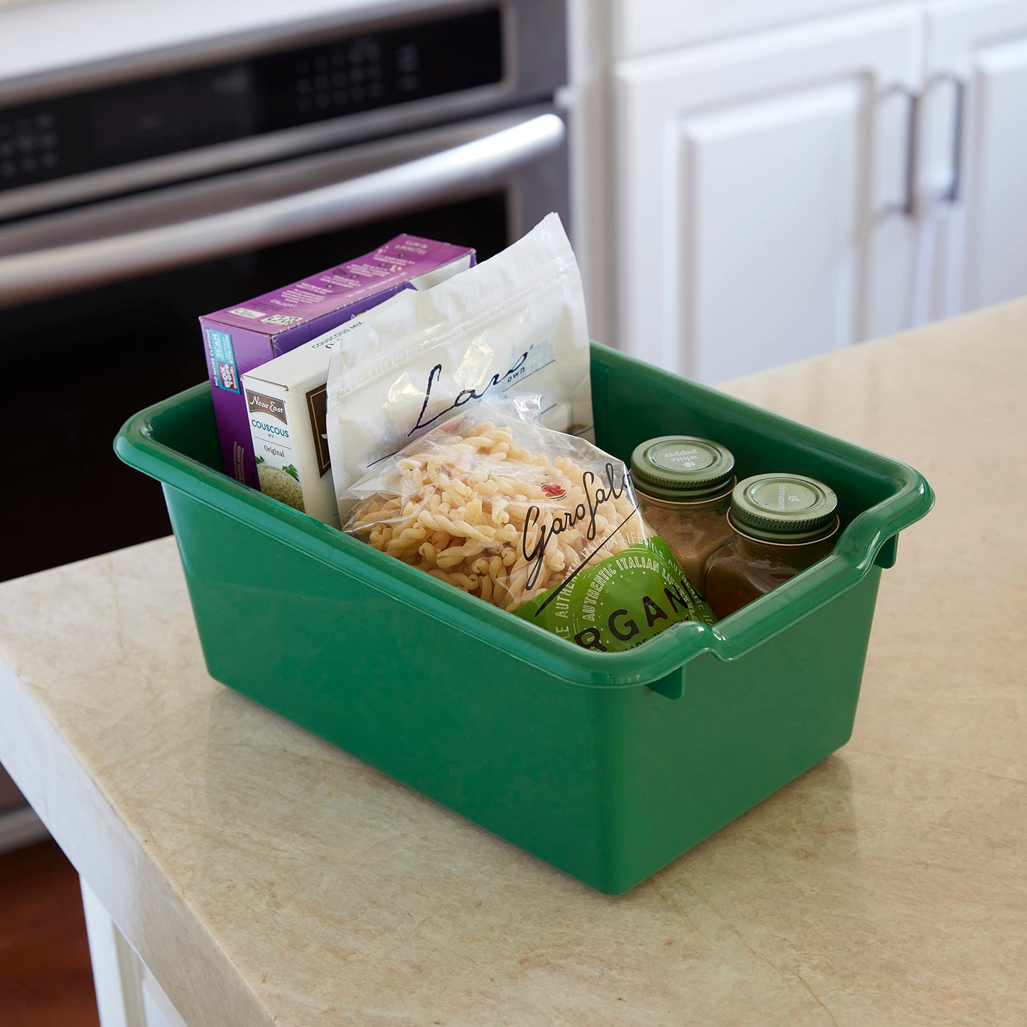 ECR4Kids Scoop Front Storage Bin, Multipurpose Organization, Green, 5-Piece
