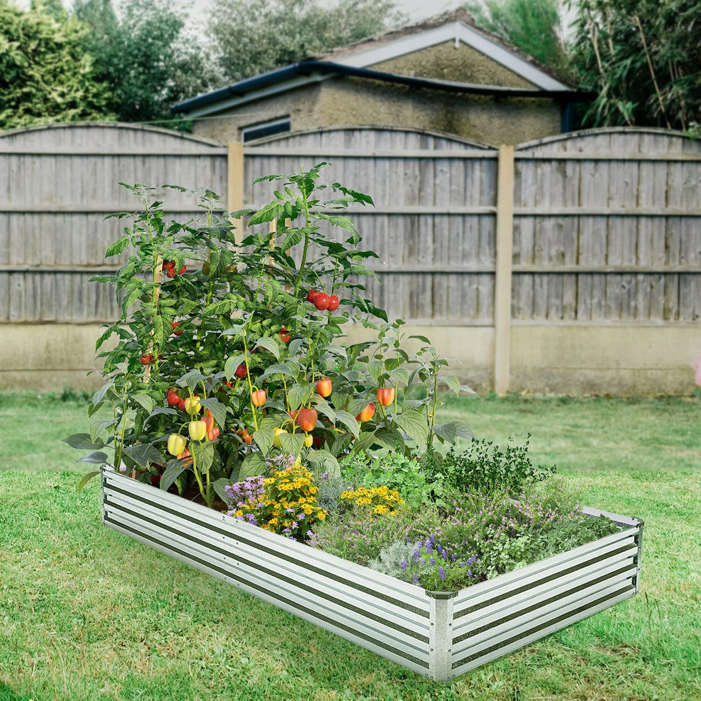 Veezyo Galvanized Raised Garden Bed Kit - Metal Raised Planter 2pcs/Pack 6'x3'x1' for Flowers Plants, Vegetables Herb