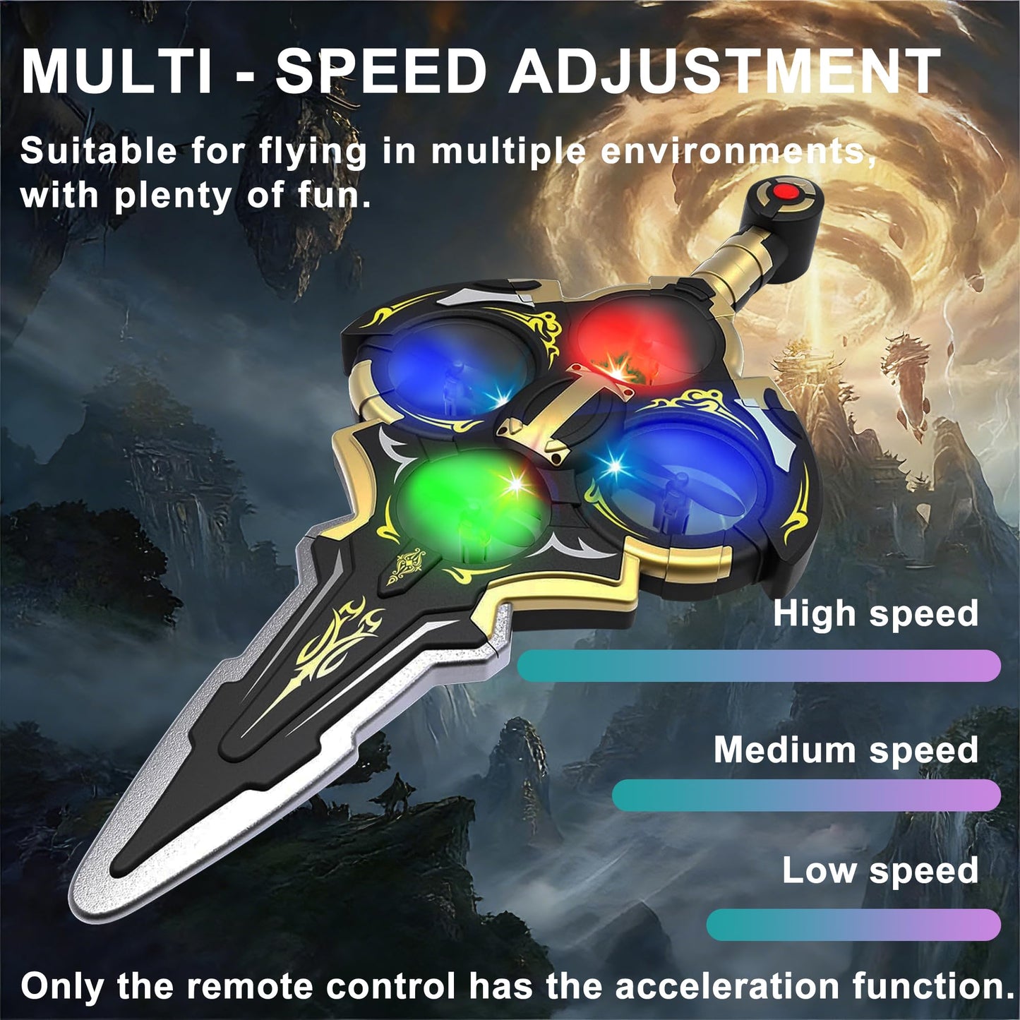 Virellia Upgraded Flying Sword RC Airplane, Gesture Control Airplane for Kids Adult 8-16, Remote Control Drone Sword with Light, 360° Flip Toy, Gravity Sensing, Stunt Roll, Gift for Christmas New Year