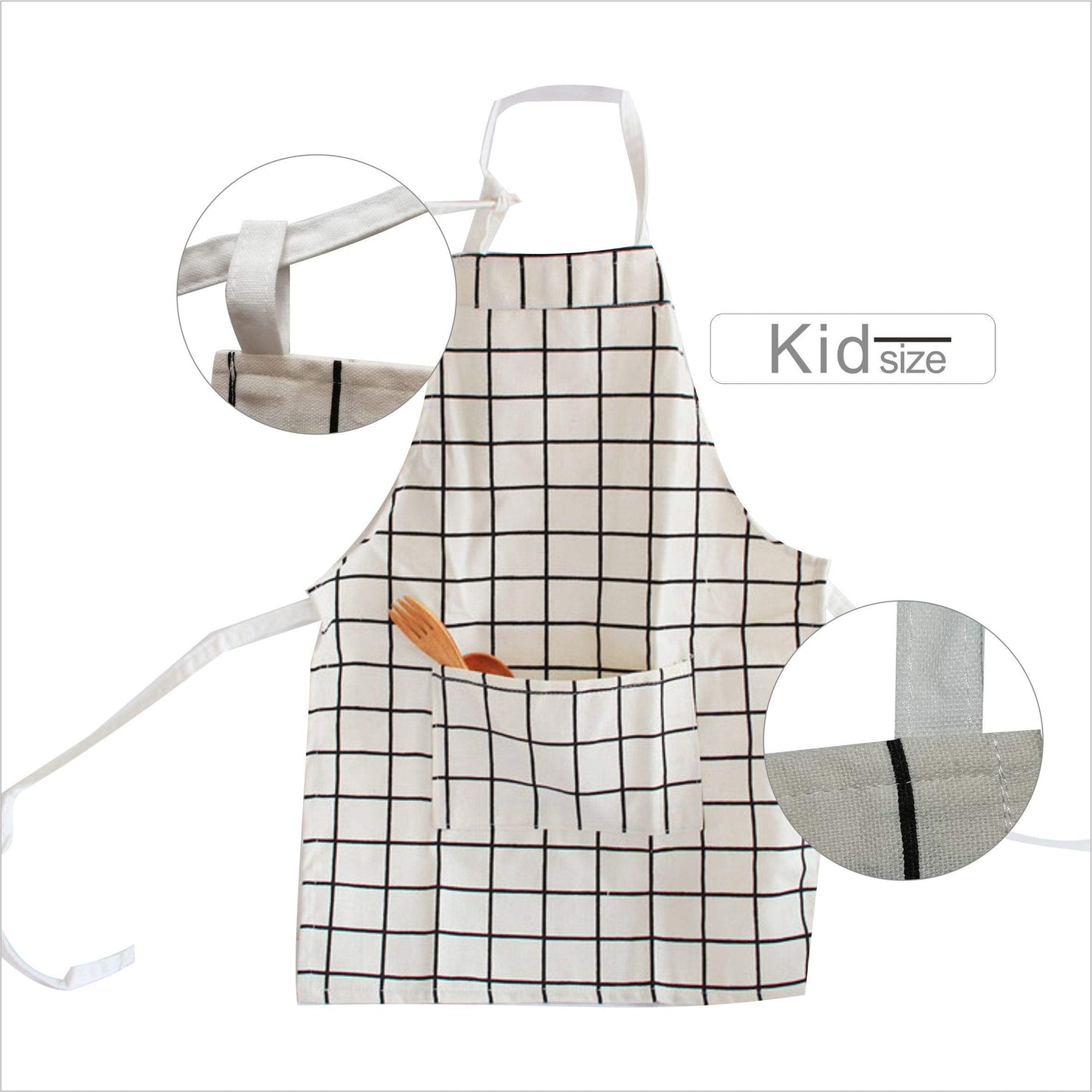 Lovely Cotton Parent Child Apron, Comfortable and Creative Artist Chef Apron for Painting Cooking, Pack of 2 (White)