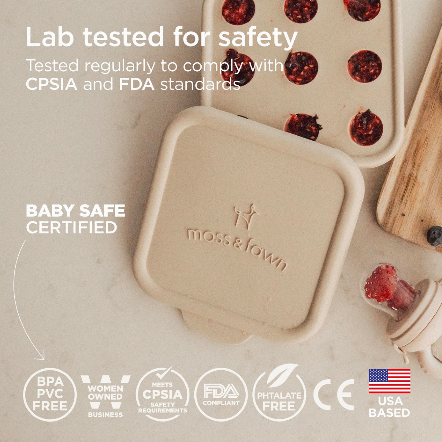 Moss and Fawn Baby's First Bites Bundle - Silicone Frozen Breast Milk Popsicle Kit with Forage Feeder & Teething Popsicle Ice Cube Tray - BPA, PVC, & Lead-Free - Foliage