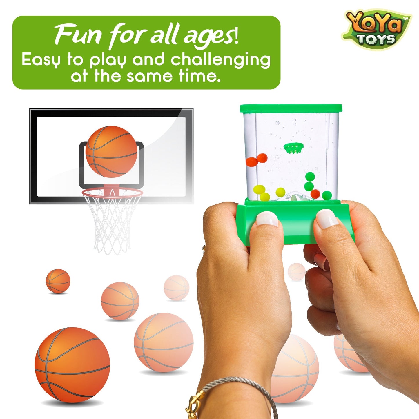 YoYa Toys Aqua Rings Handheld Water Game - Set of 2 - Water Ring Toss and Basketball Hoop Toy - Gift for Ages 3 4 5 6 7 8 9 - Nostalgic 80's 90's Retro Mini Games - Fun Car Road Trip Travel Activities