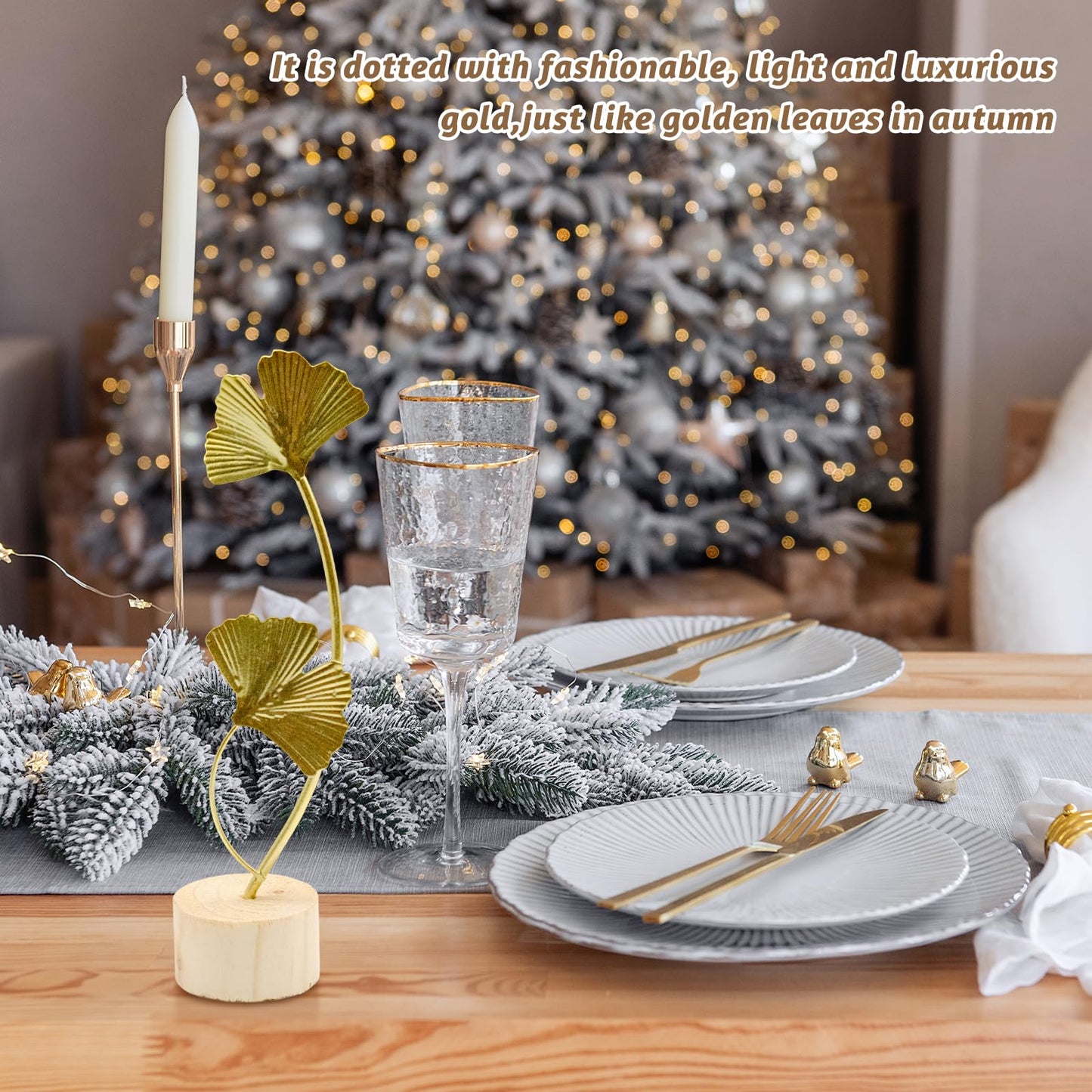 JLNGTHONG 2 Pcs Metal Gold Decor Statues, Leaves Ornaments Modern Creative Home Décor Accents Statue for Office, Room, Bookshelf, Home Decor (Monstera, Ginkgo)