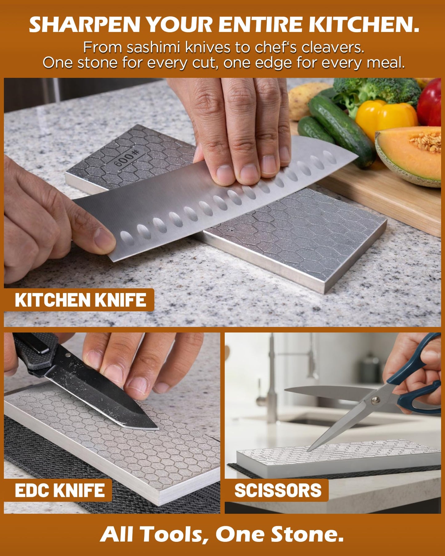 Gardmate Diamond Sharpening Stone Set, 150/600 Grit Double-Sided Diamond Plate Sharpening Stone with Angle Guide & Non-Slip Silicone Mat – Restoration & Sharpening Diamond Plate for Axes, Knives