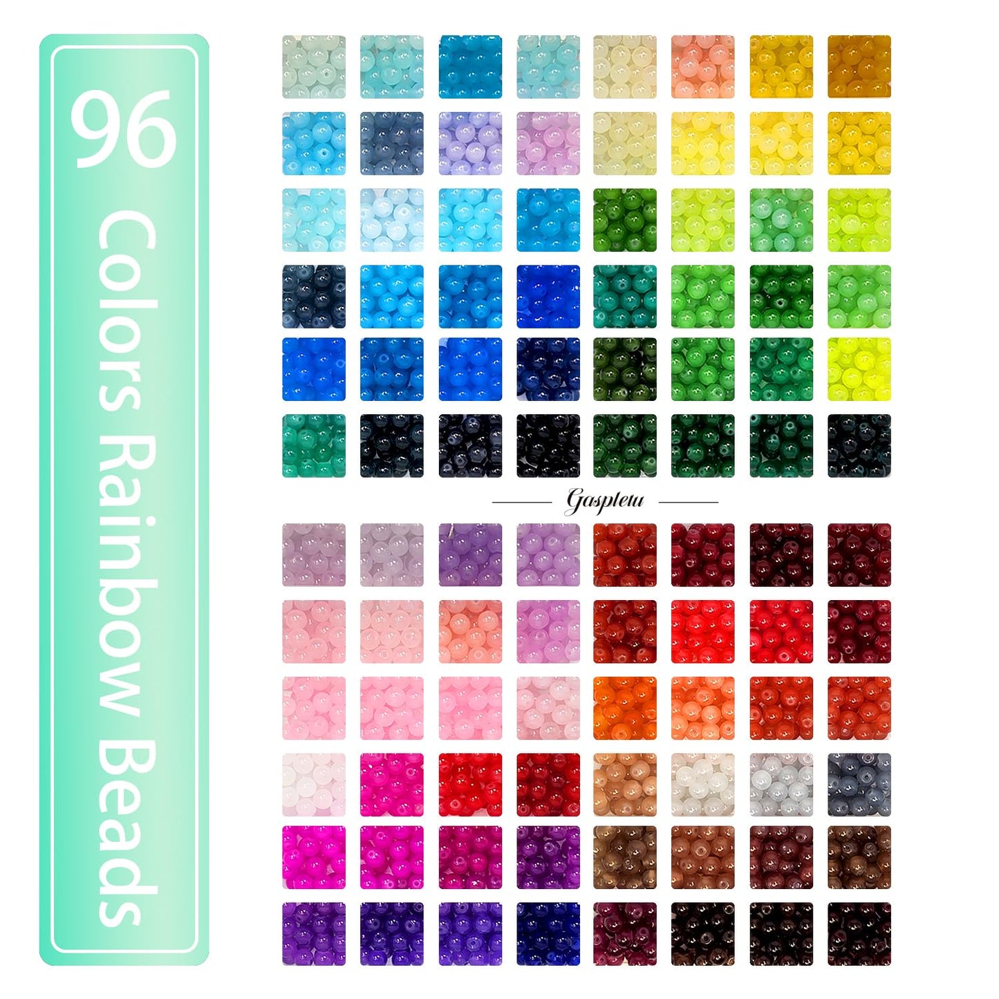 2500PCS 8mm Glass Beads Bracelet Making Kit, 96 Colors Crystal Beads for Jewelry Making, 4 Box Round Beads Suitable for Beginners