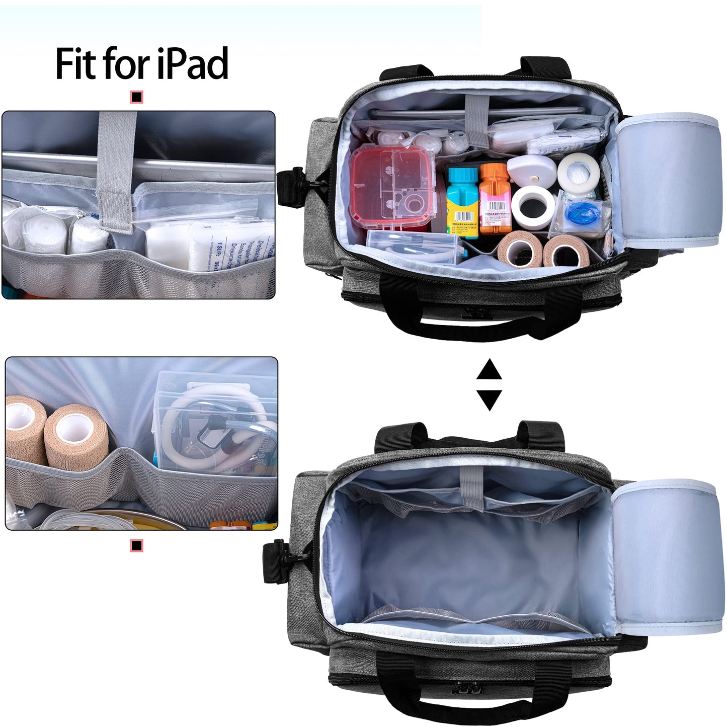 Trunab Home Health Nurse Bag Medical Bag Organizer with Handle and Shoulder Strap for Home Visit, Travel, Nursing Student